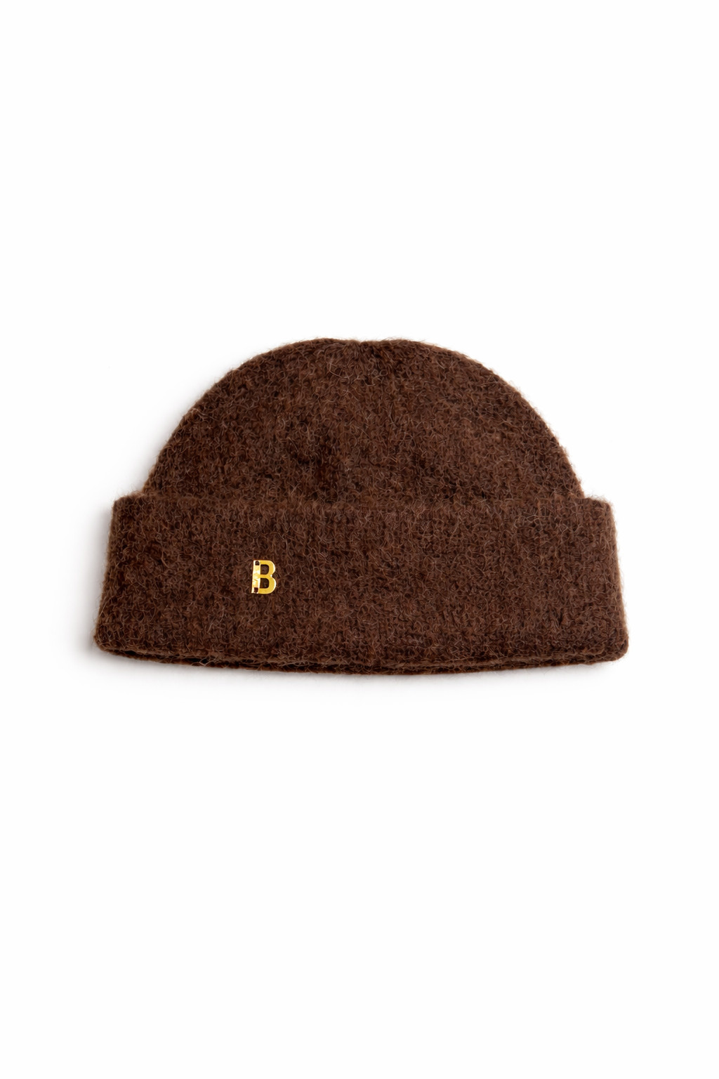 Benny Hat brun alpakka lue med gullbelagt By B logo