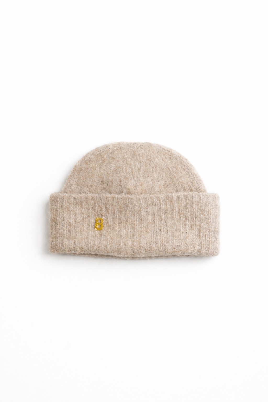 Benny Hat beige alpakka lue med gullbelagt By B logo