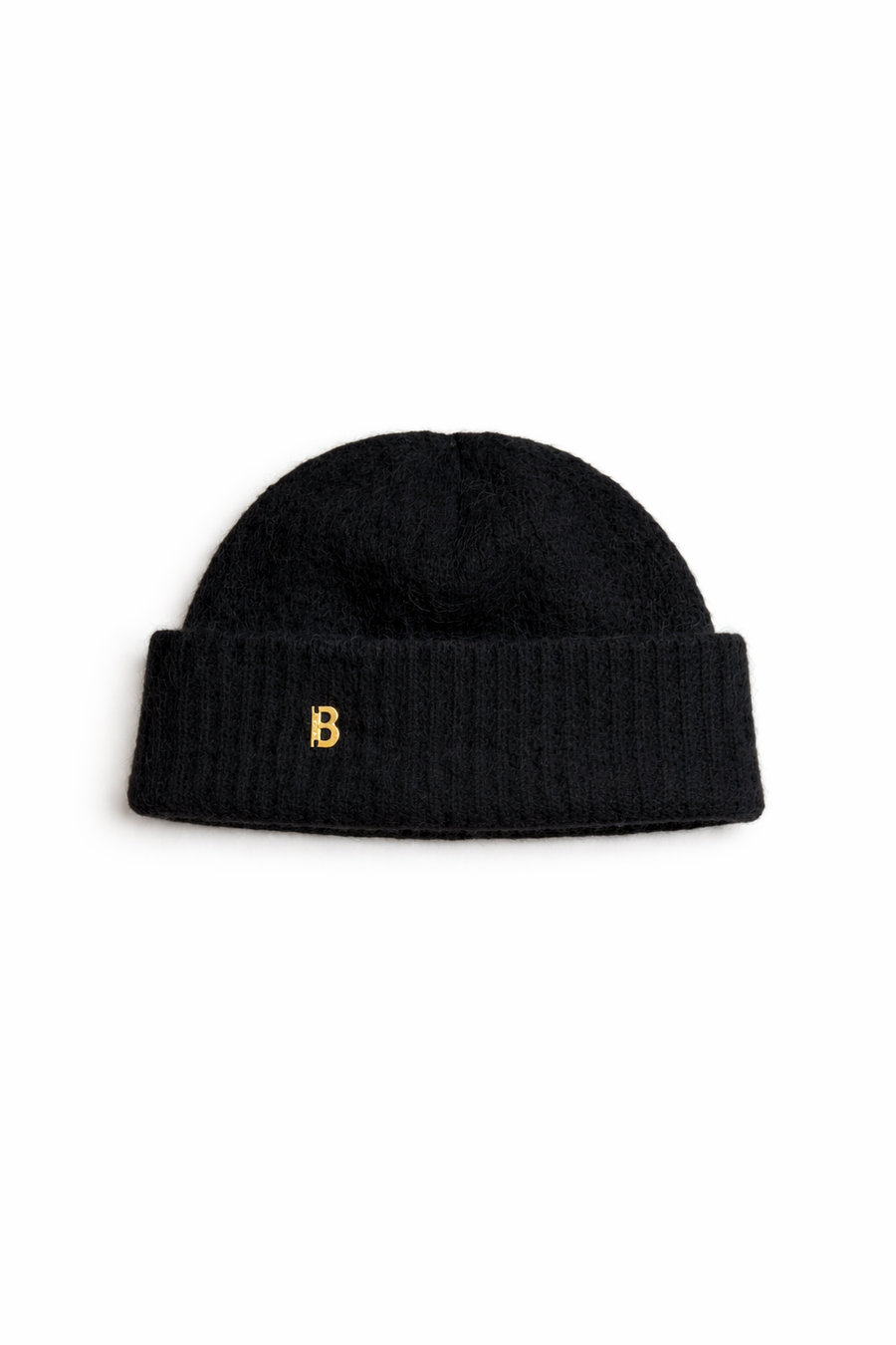 Benny Hat sort alpakka lue med gullbelagt By B logo
